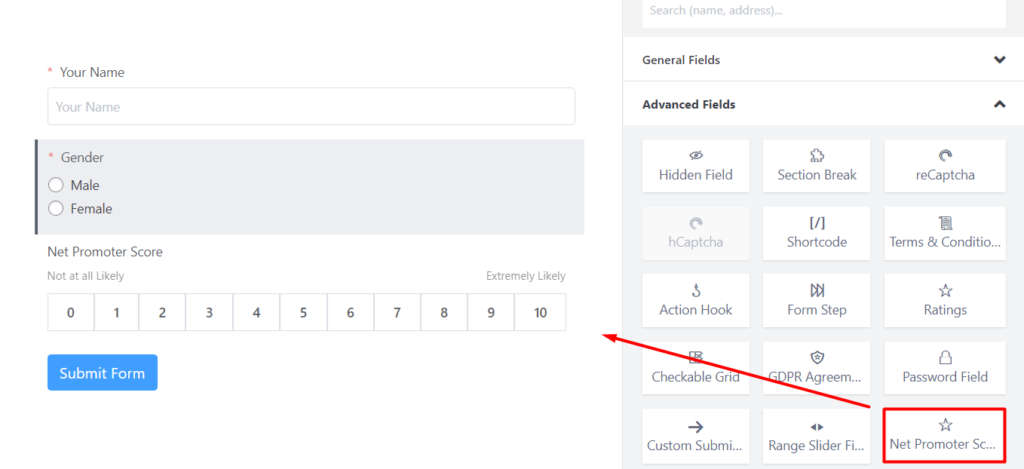 Net Promoter Score field