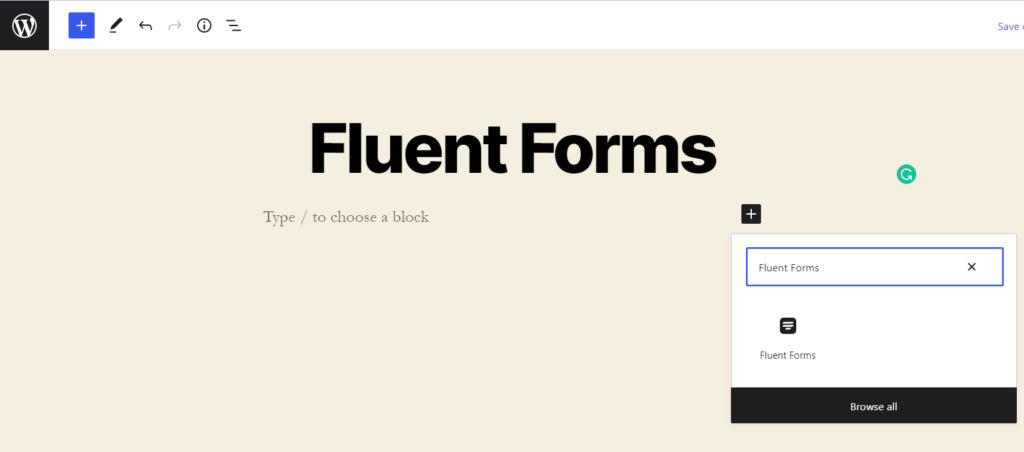 Publishing the form using Gutenberg block editor