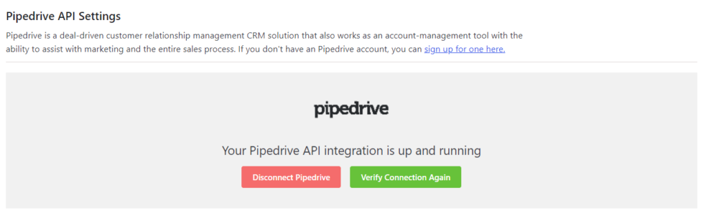 Verifying Pipedrive API token