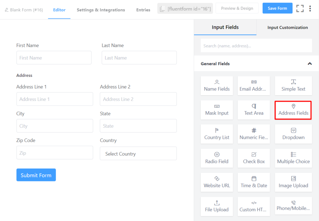 Adding Address Fields