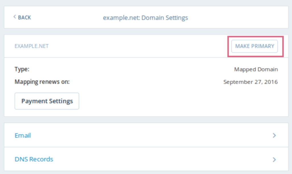 Primary Domain set up