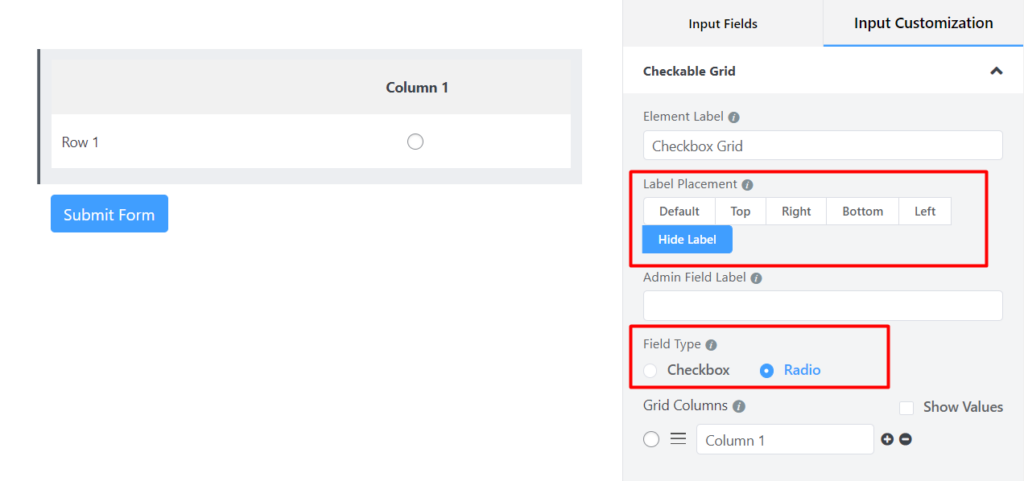 Customizing input field