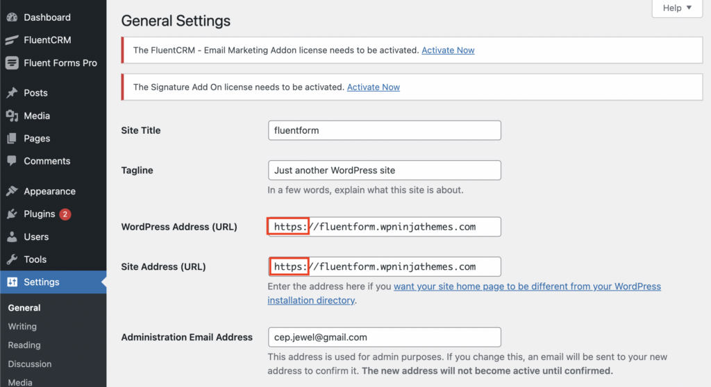 SSL set up WordPress