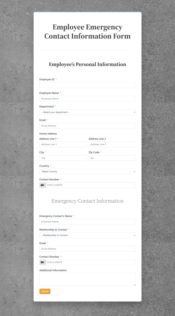 Employee emergency contact form