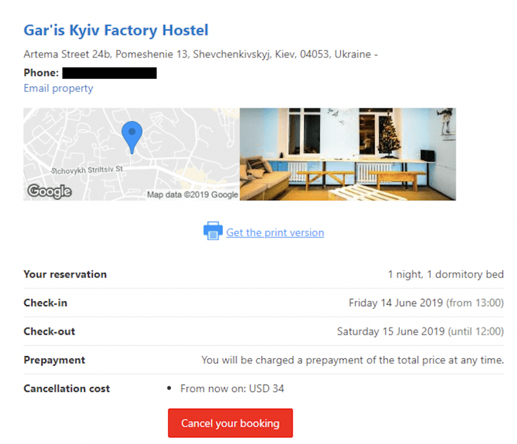 Hotel booking confirmation email, WordPress