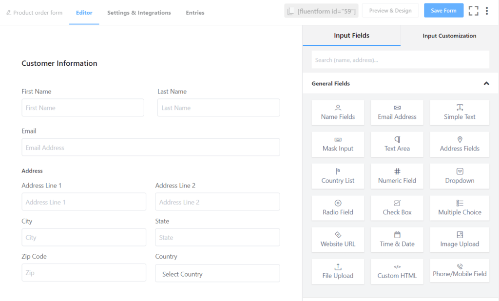 Customer Information section