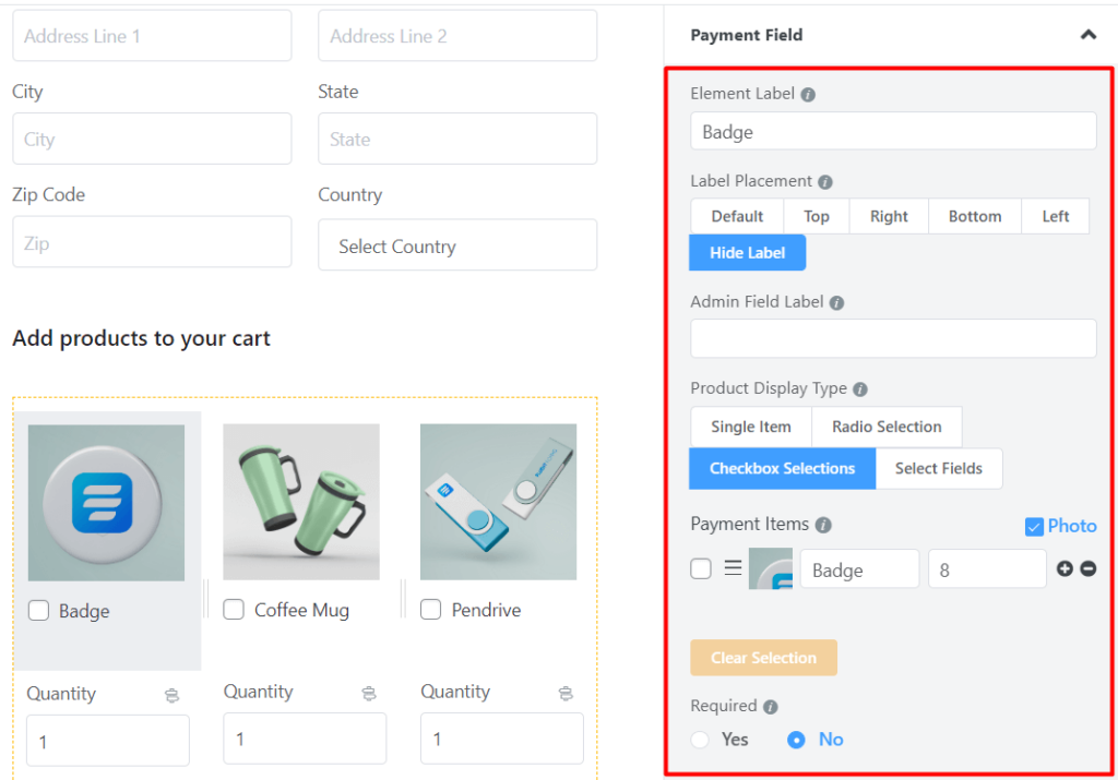 Customizing Payment Field