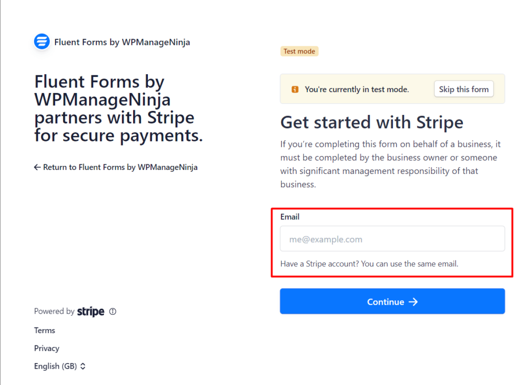 Connect Stripe with Fluent Forms