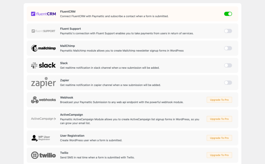 Paymattic third-party integrations