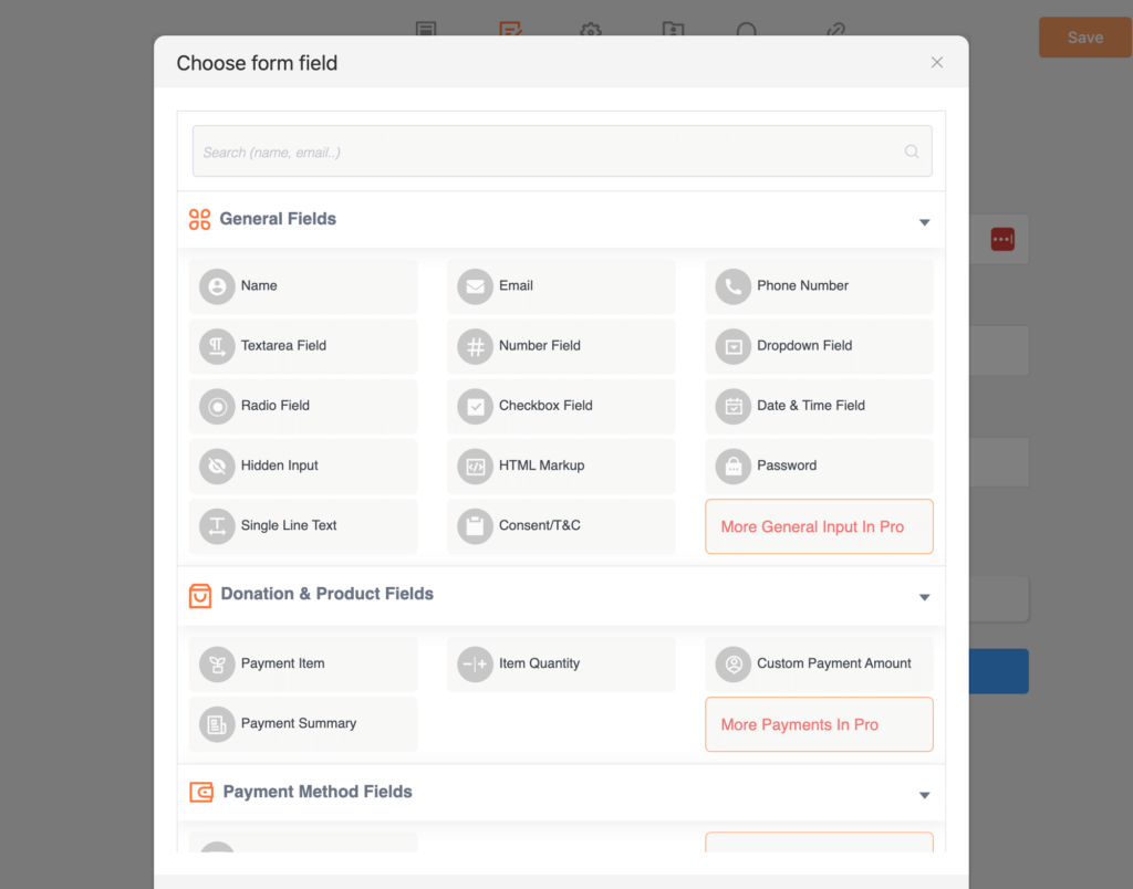 Free form fields with Paymattic