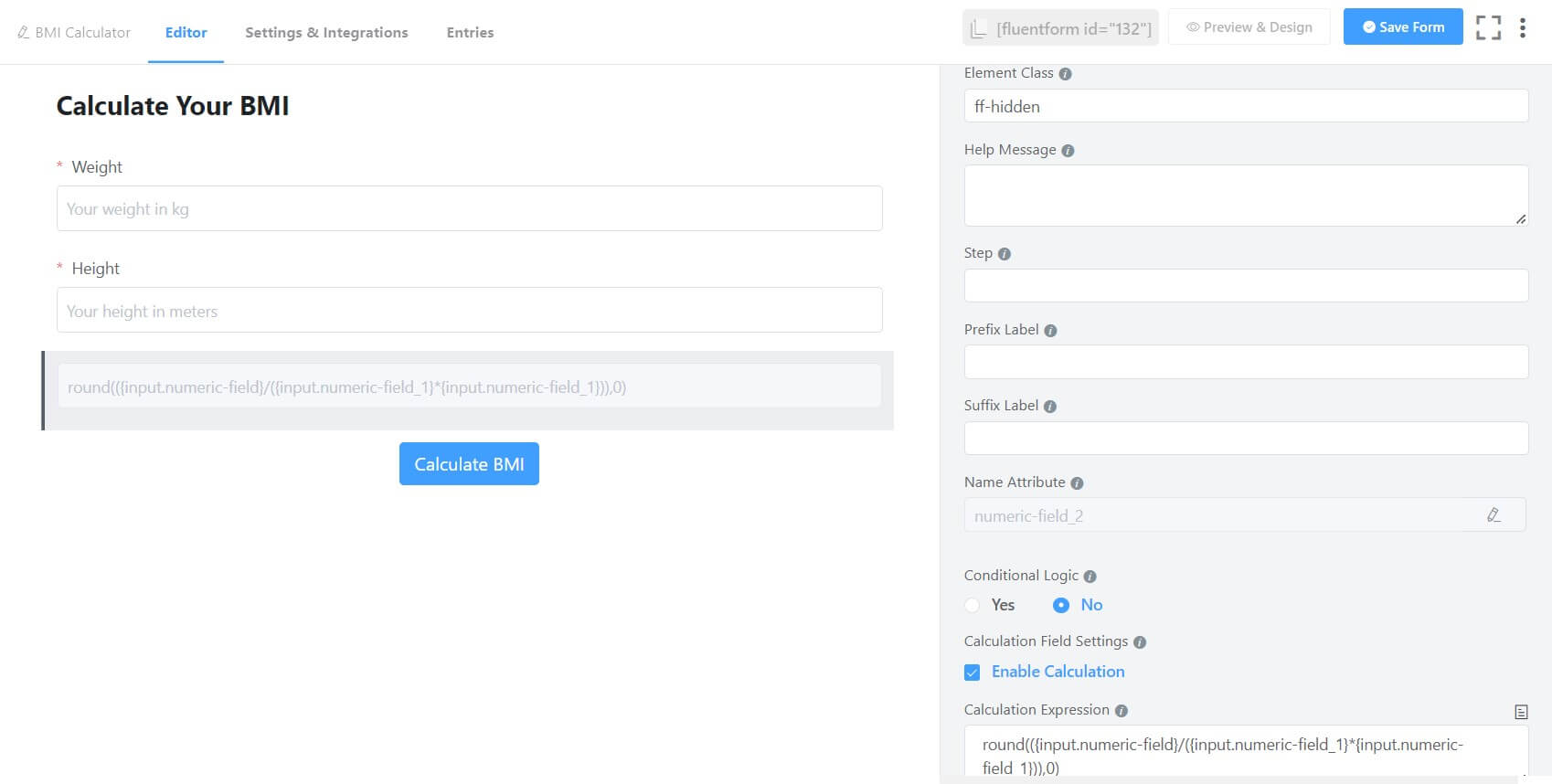 Create a WordPress BMI Calculator for Health-Focused Website - Fluent Forms
