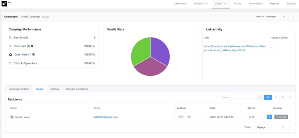 FluentCRM interface 