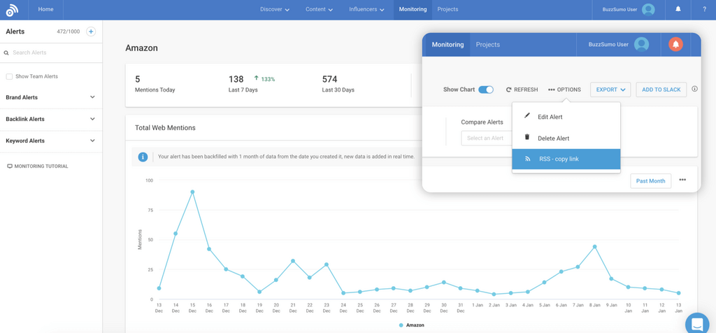 BuzzSumo interface 