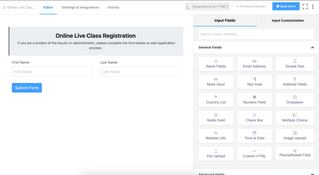 Adding name fields