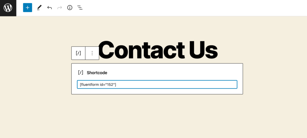 Publishing form using shortcode 