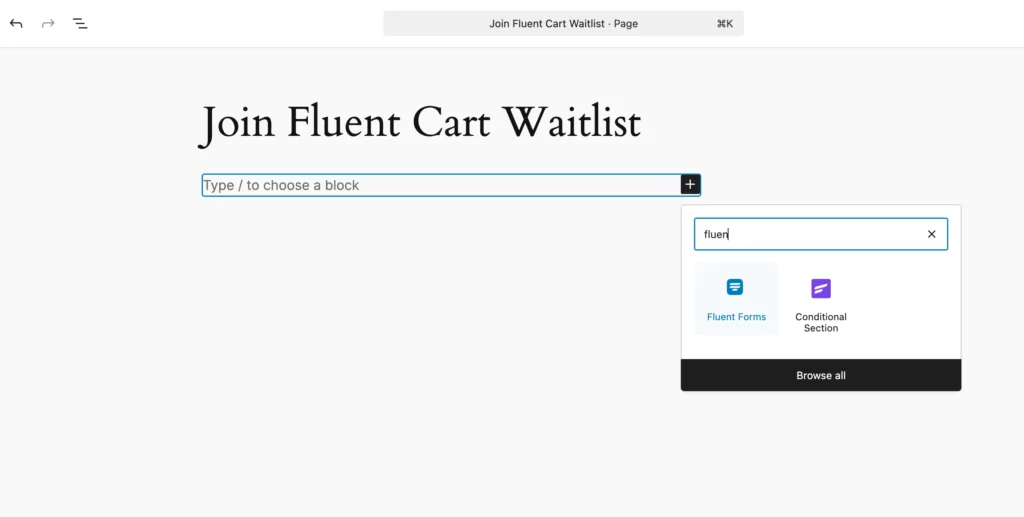 Add new form- Fluent Forms