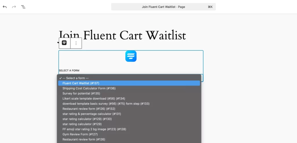 Add new form- Fluent Forms