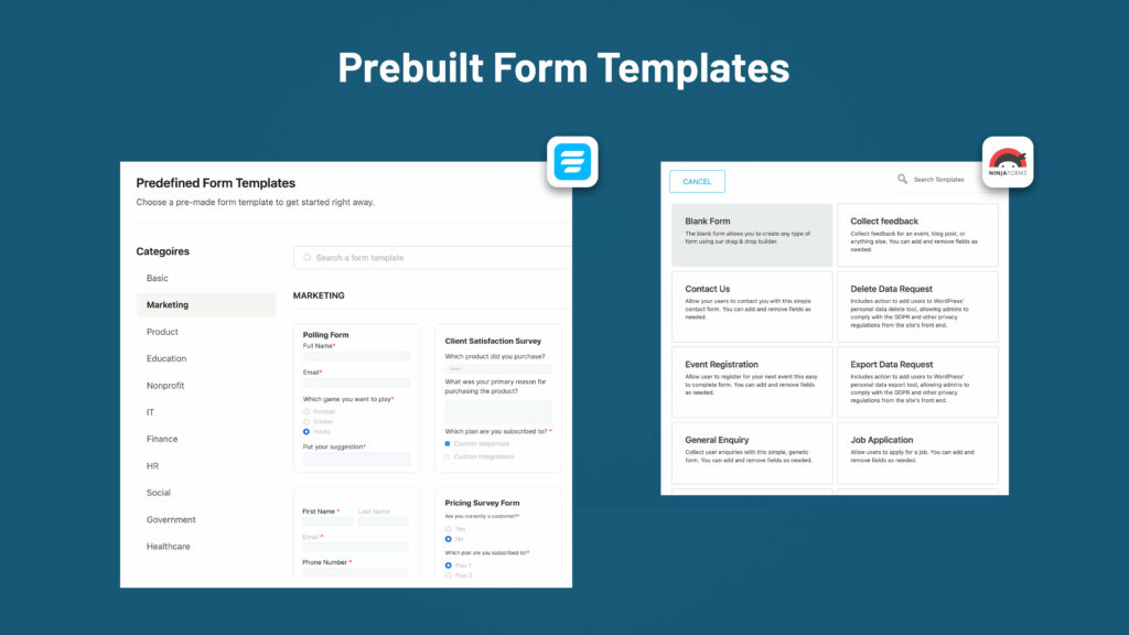 Prebuilt form templates