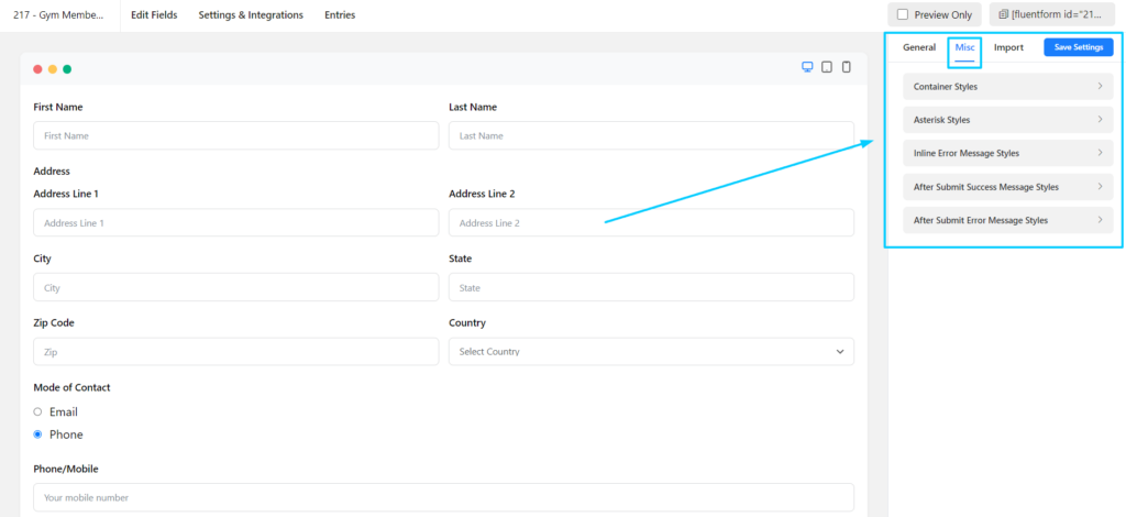 Design your contact form with fluent forms 