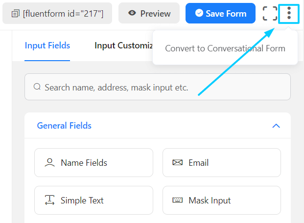 create conversational form with fluent forms 
