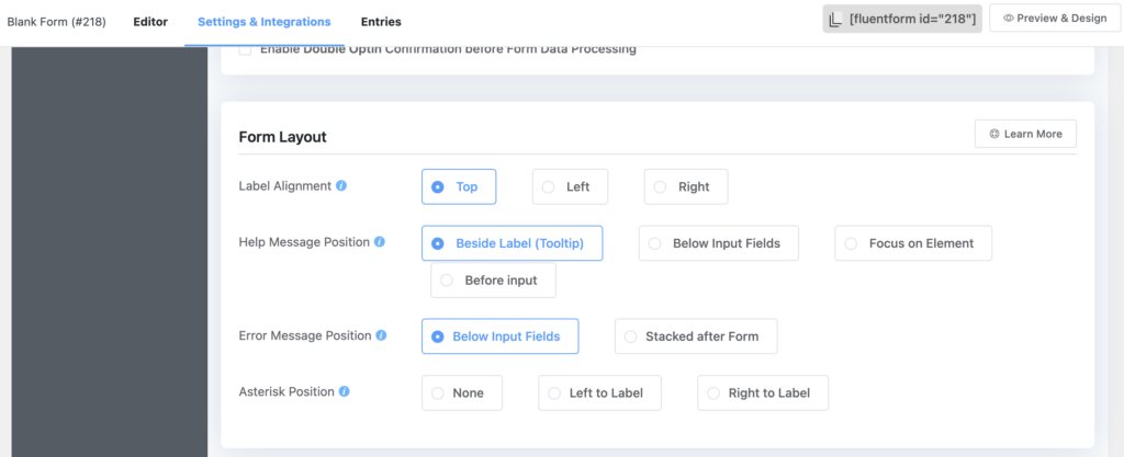 form layout, fluent forms, wordpress