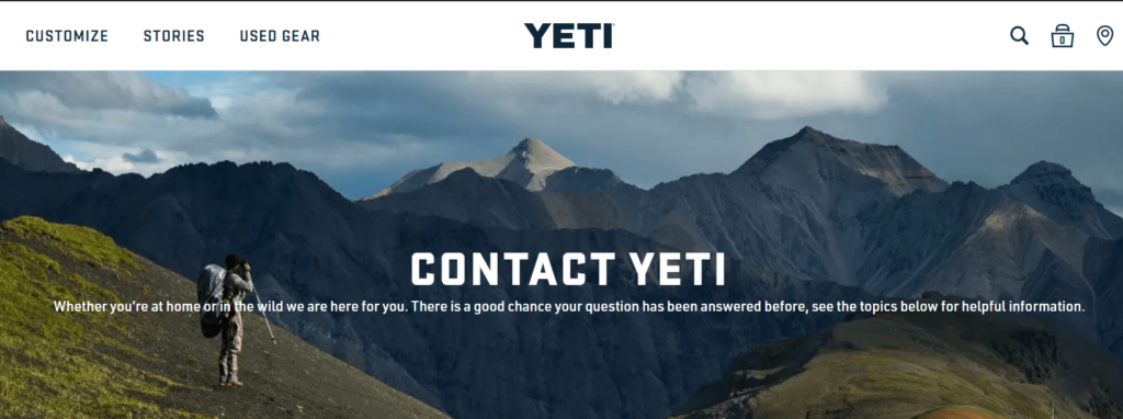 Best contact page design: Contact Us header examples, yeti