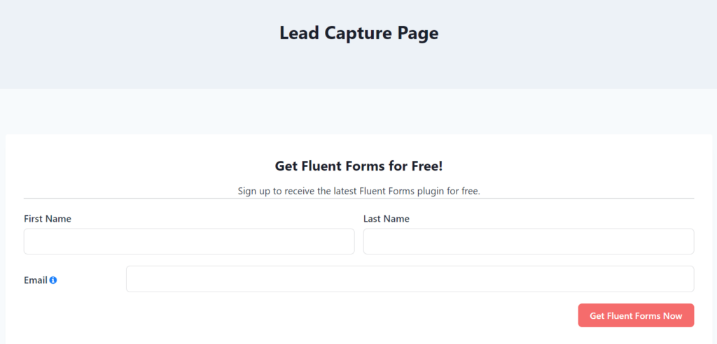 Publishing your lead capture forms with fluent forms