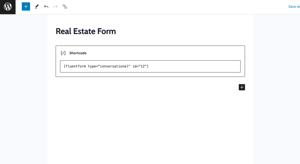 Publishing a form using shortcode 