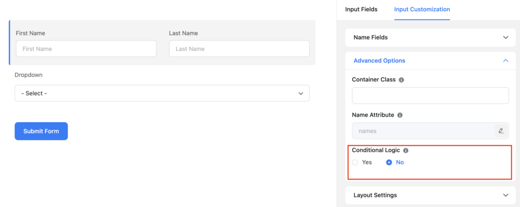 conditional logic, fluent forms