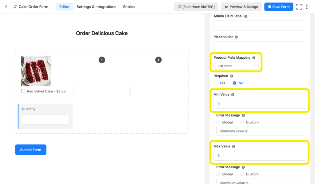 Input Customization of Quantity