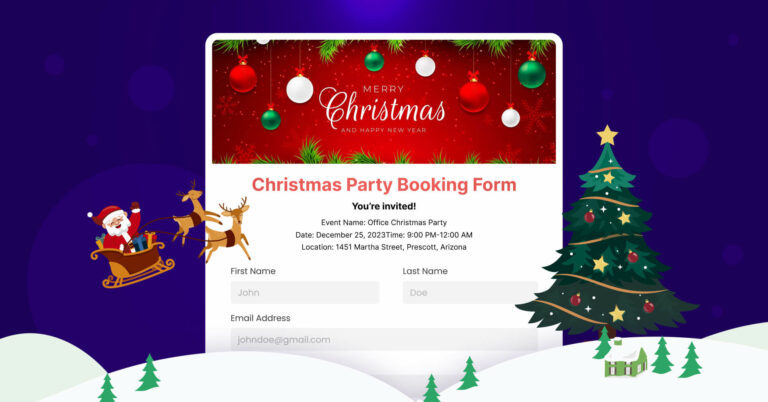 Christmas Party Booking Form for Your Upcoming Event