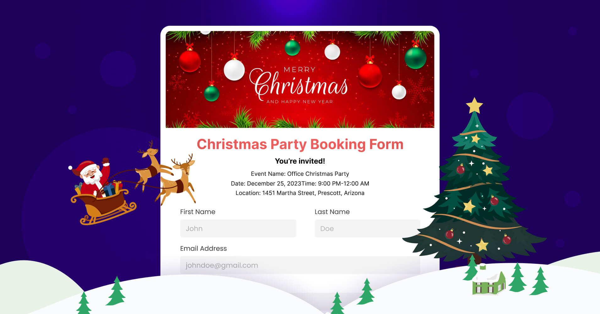 Christmas party booking form