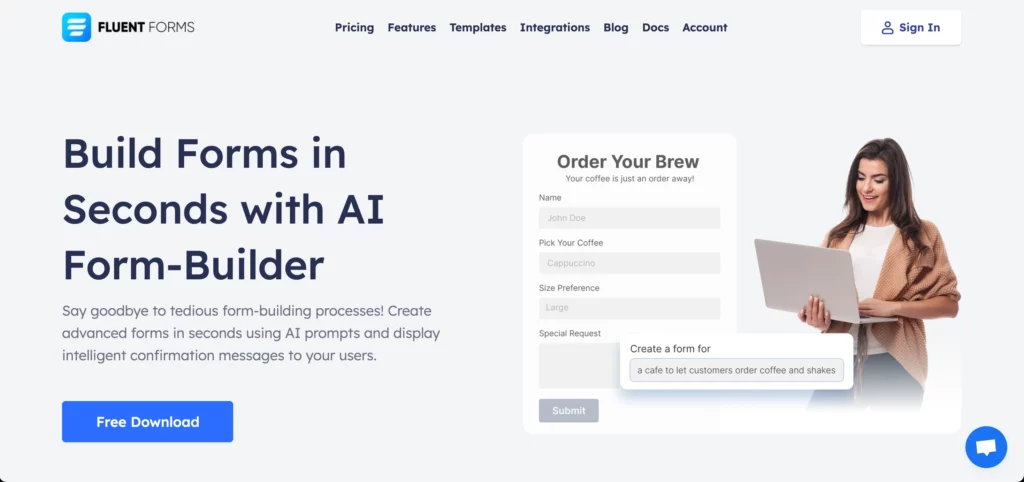 AI Form Generator Fluent Forms Builder