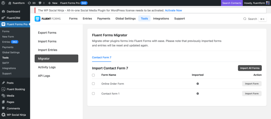 contact form 7 migration feature fluent forms 5.1.7