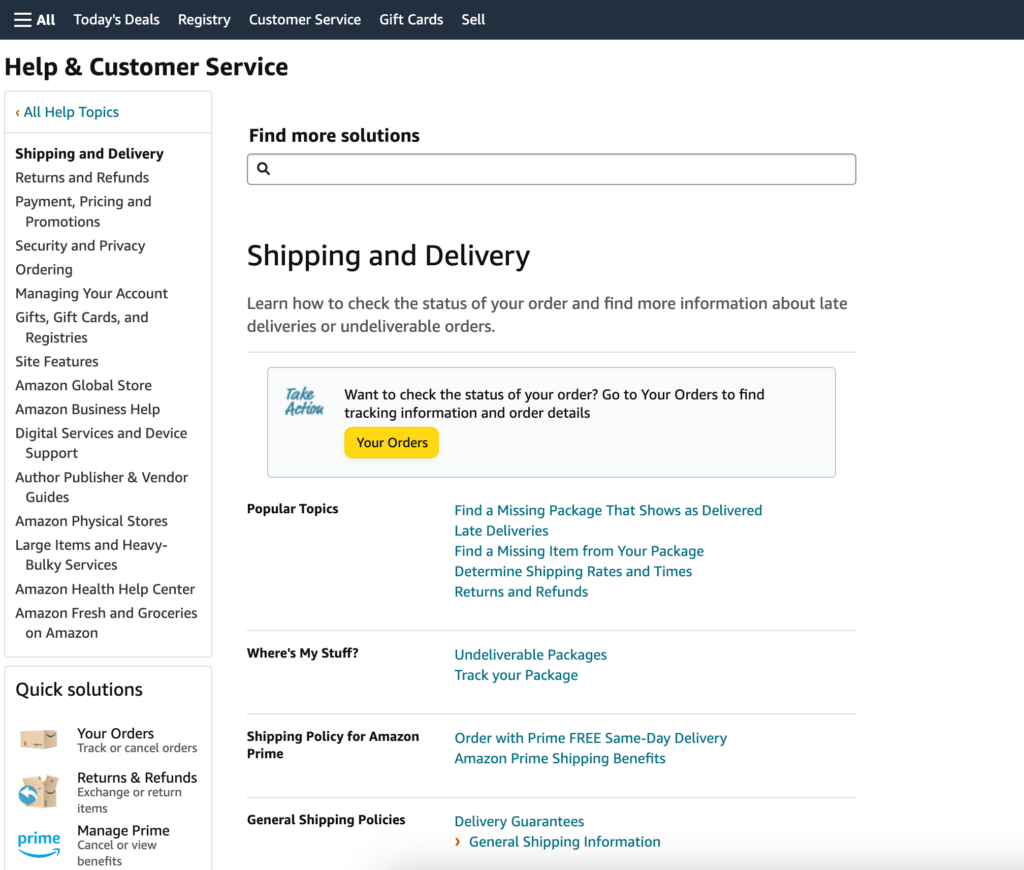 Amazon customer service example