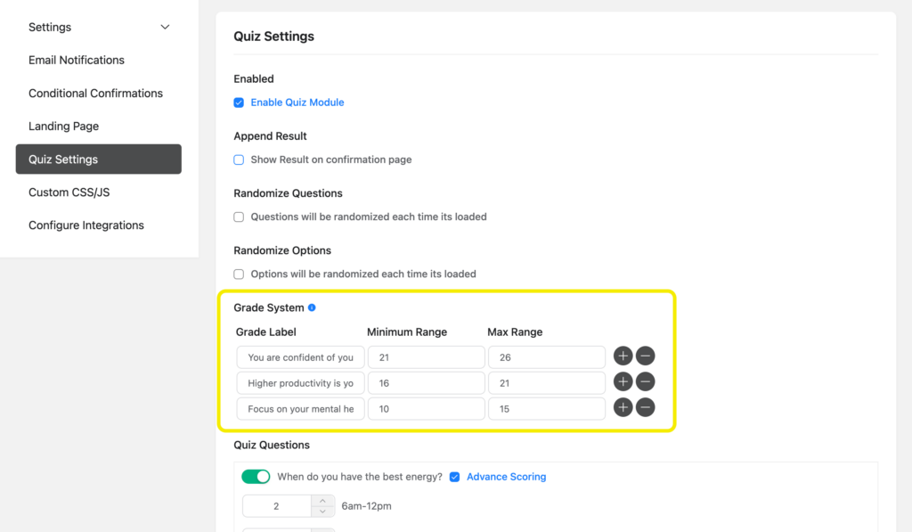 Define Grade System