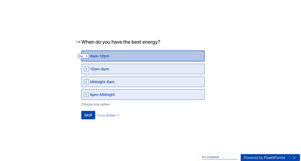 Conversational type Personality Quiz