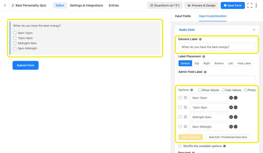 Customizing Radio Field input