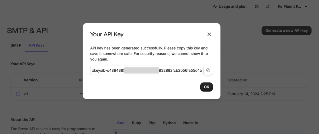 Brevo API key