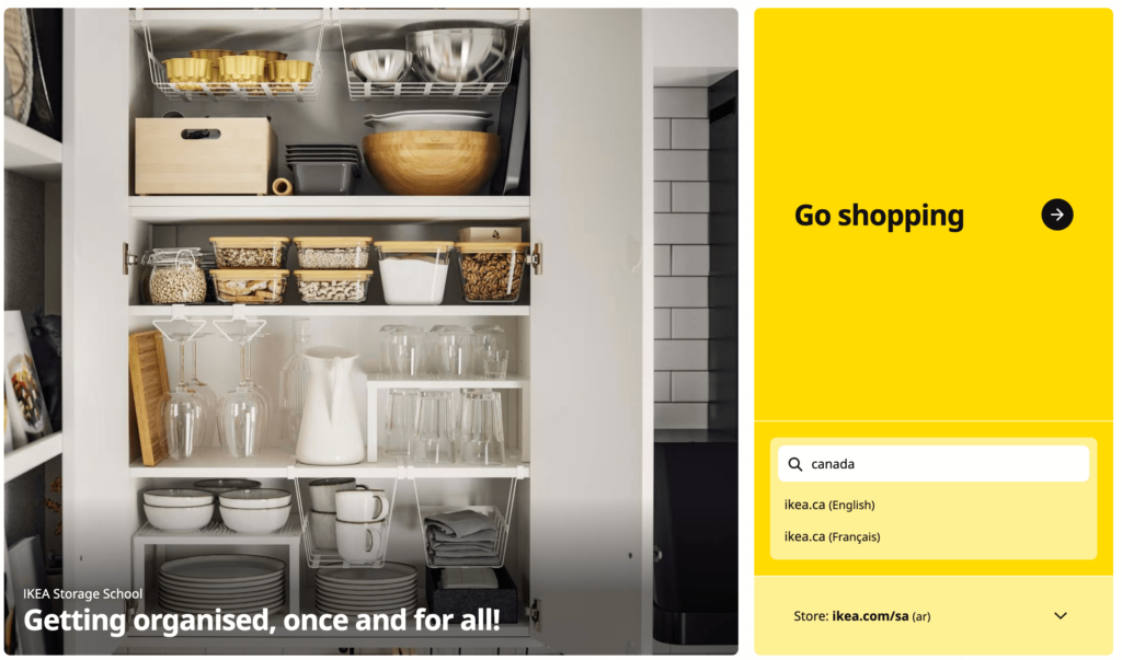 Ikea multilingual website example