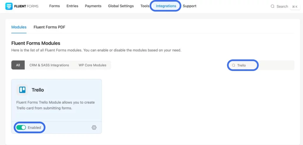 Trello integration with Fluent Forms
