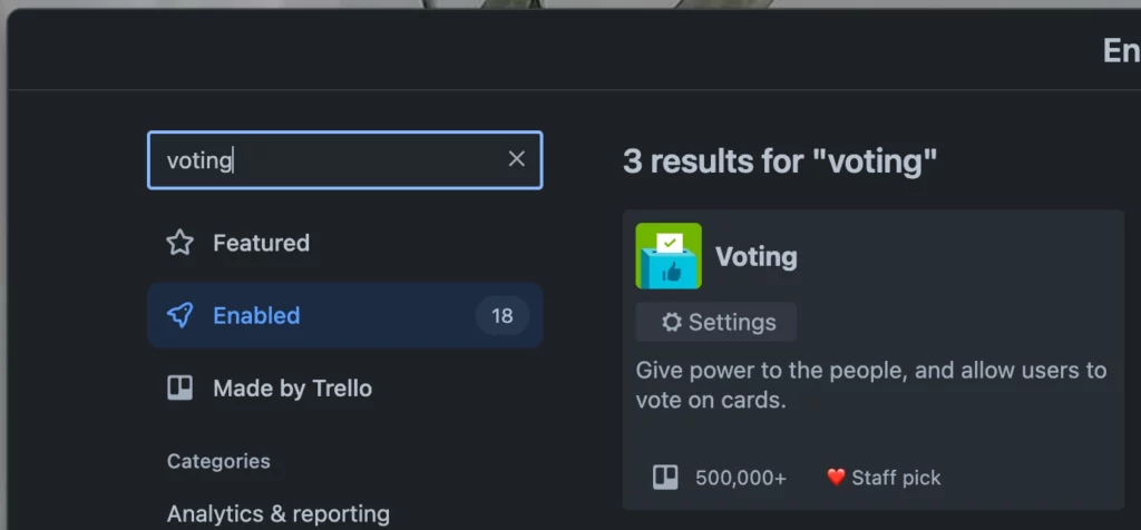 Trello voting power-up