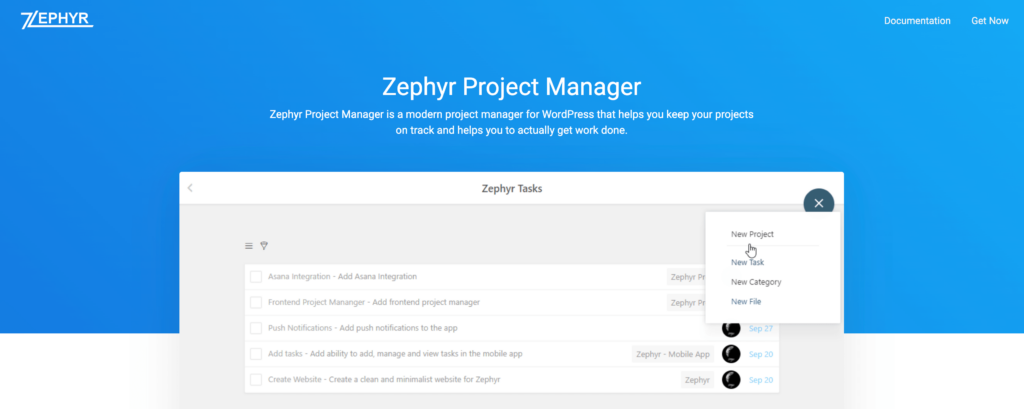 Zephyr, WordPress project management plugin