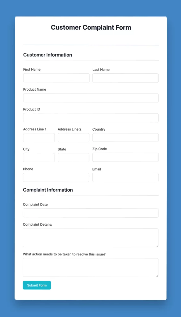 How To Create A Customer Complaint Form In 5 Steps Fluent Forms How To Create A Customer Complaint Form In 5 Steps Fluent Forms