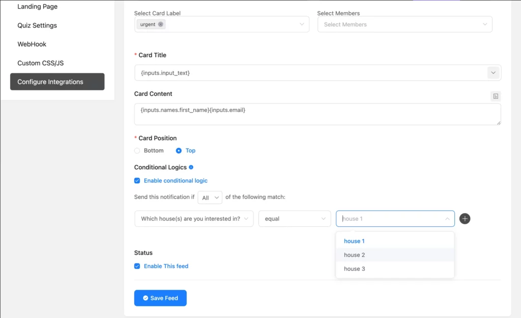 how to import form entries to Trello cards step 4