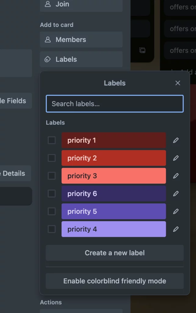 tag your cards with colorful Trello labels step 2