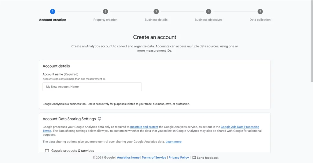 First step of Creating Google Analytics account 