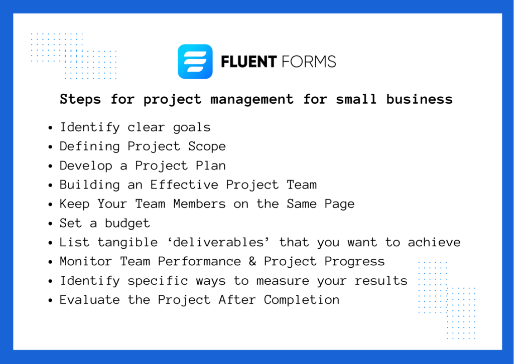 Steps for project management for small businesses