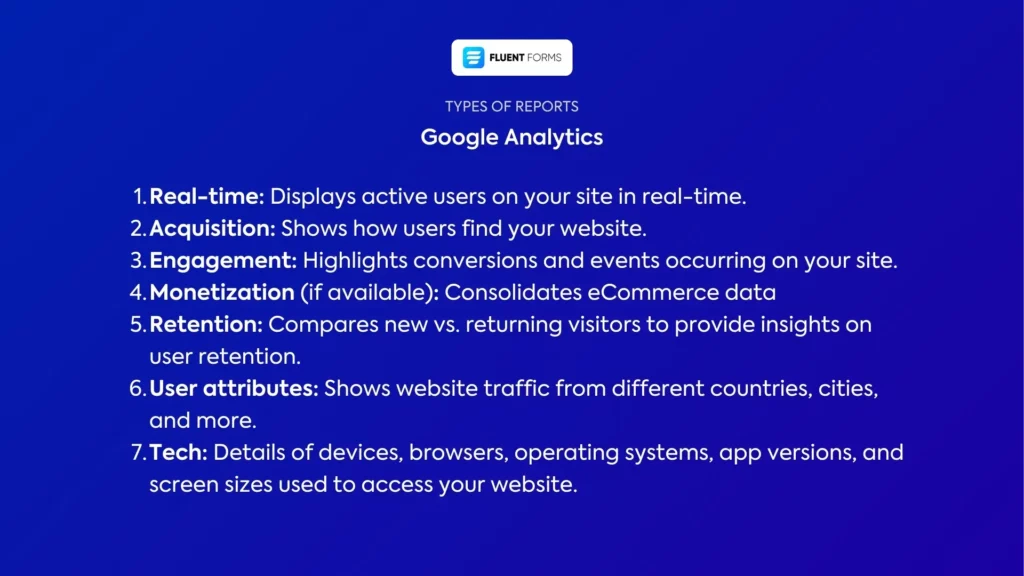 Types of reports in Google Analytics