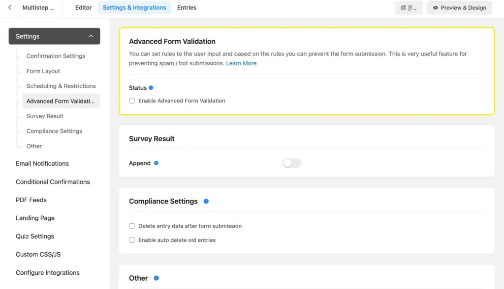 advanced form validation